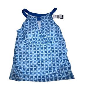 Cabana Life NEW Blue Windermere Halter Tankini Swim Top Size Medium NWT 50+UPF